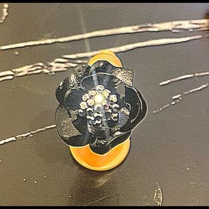 Adjustable black diamond ring